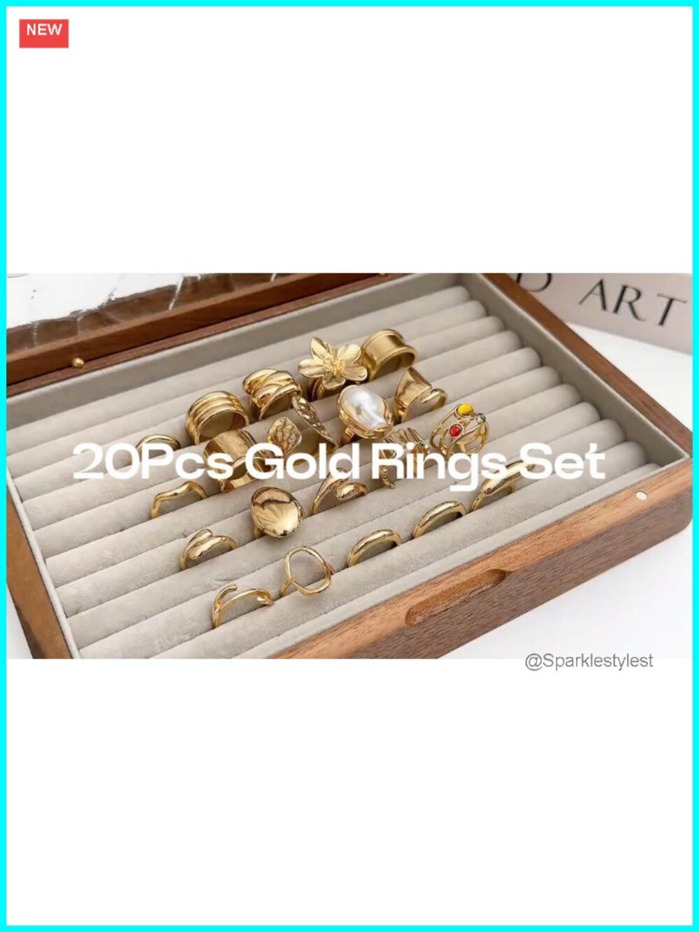 20pc Gold Plated Stacking Rings Set Chunky Boho Statement Rings - Picture 6 of 6